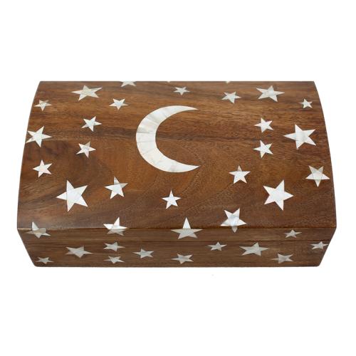 Handmade wooden jewelry box inlaid with mother of pearl