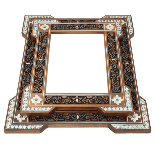 Syrian mother of pearl wooden mirror & photo frames