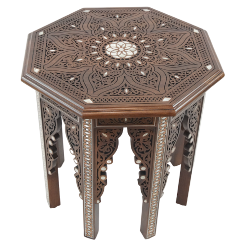 Carved coffee table inlaid with mother of pearl