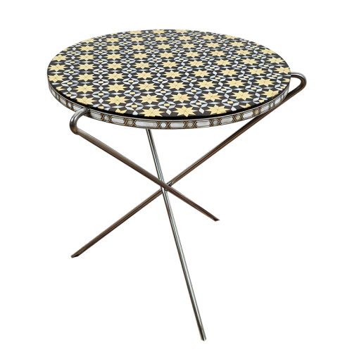 Coffee Table with Lemonwood, Epoxy & Mother-of-Pearl Inlay