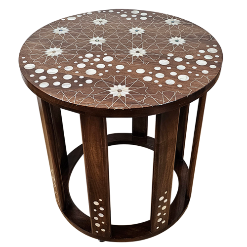 Syrian Mother of Pearl Round Coffee Table - Exquisite Elegance