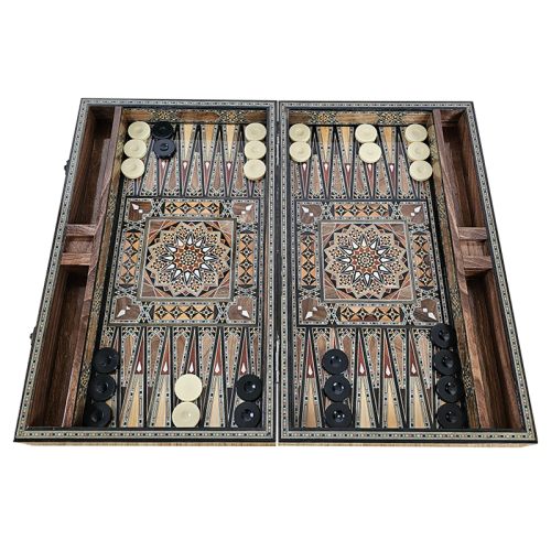 Handcrafted Luxury Mosaic Backgammon & Chessboard with Storage - Exquisite Home Decor