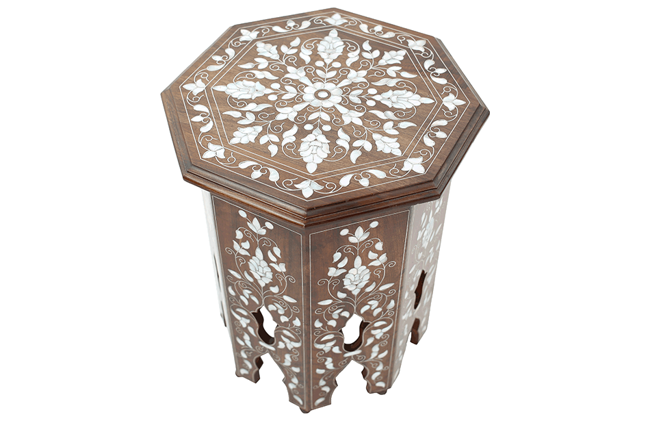 Wooden vintage mother-of-pearl table